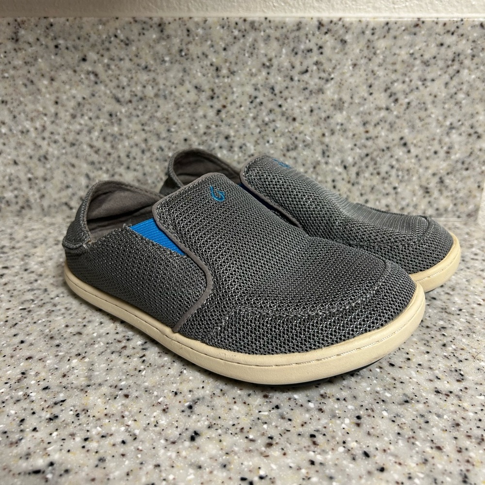 OluKai grey youth boys Nohea mesh slip on casual shoe 13